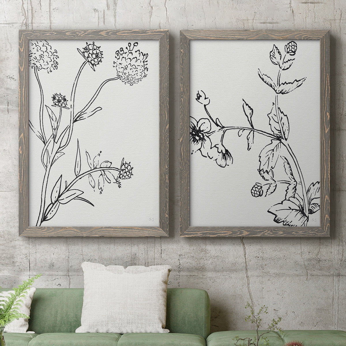 Botanical Study I - Premium Framed Canvas 2 Piece Set - Ready to Hang