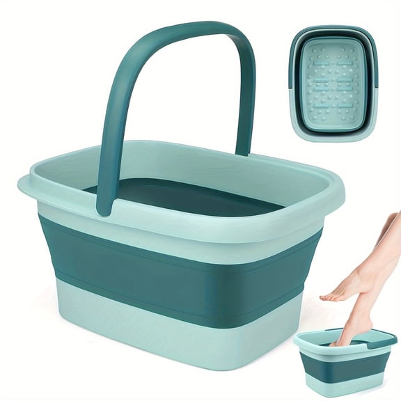 Collapsible Foot Soaking Tub, 4 Gallon(15L) Multi‑Purpose Foldable Plastic Bucket with Handles, Can Be Used as Laundry Basket