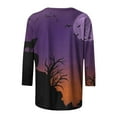 thumbnail image 4 of Odeerbi Halloween Cute Ghost Shirts for Women Vintage Retro Graphic Blouse 2024 Casual Three Quarter Sleeves Round Neck Loose Printed Tops Purple, 4 of 5