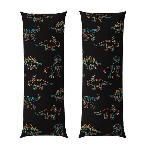 Bixox Neon Dinosaur Print Body Pillow Cover with Zipper Closure, Cozy Fuzzy Fleece Body Pillow Case Cover 20 x 54 Inches,Long Body Pillow Pillowcase