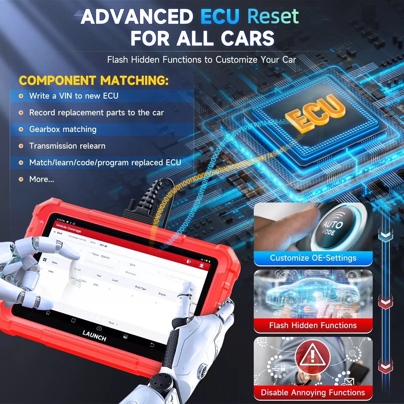 LAUNCH X431 PRO Star Bidirectional Scan Tool, Full System Diagnostic Scanner OBD2 Scanner Auto Car Code Reader, ECU Reset, 37+ Services, Support CANFD&DoIP, FCA AutoAuth, 2 Years Free Update