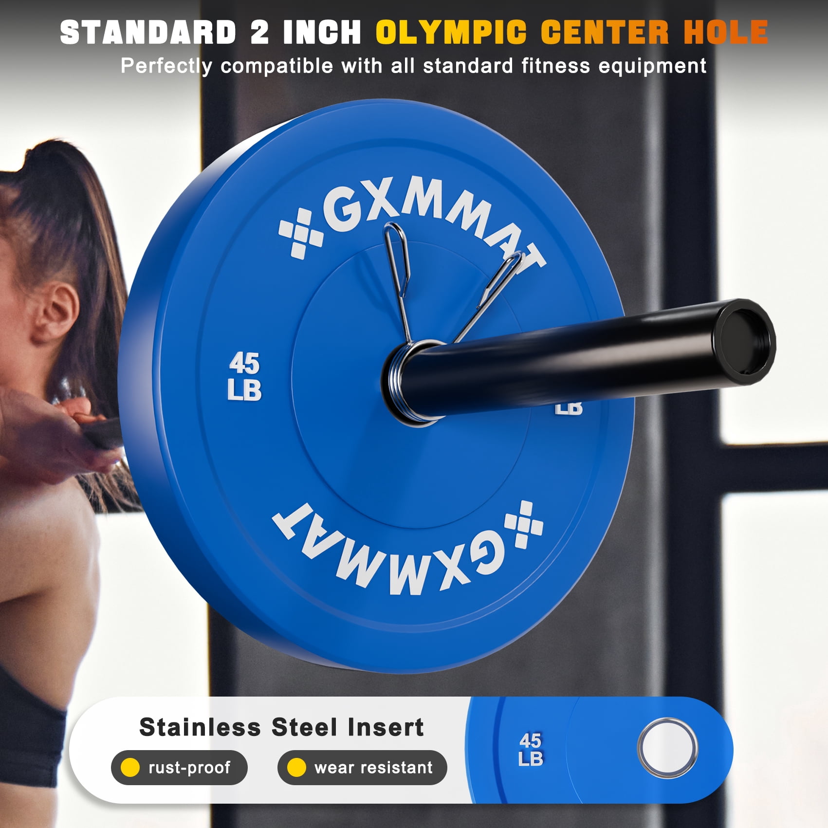 2-Inch Olympic Full Rubber Weight Plates|10/25/35/45LB High-Bounce barbell weight set(8 packs 230LBS) With Steel Insert|fit for Strength Training Weightlifting&Crossfit|Home Gym Compatible