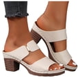 thumbnail image 2 of IUJSOY Womens Heeled Sandals Open Toe Two Strap Chunky Heels Slides Soft Cushion Slip on Mules, 2 of 5