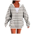 thumbnail image 2 of Womens Casual Jacket Striped Print Zip-Up Hoodie Cardigan Jacket, Long Sleeve Top With Pockets, 2 of 4