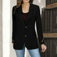 thumbnail image 2 of Breezora Womens Vintage British Style Single Breasted Blazer Long Sleeve Loose Fit Casual Elegant Jacket L Size Black, 2 of 9