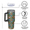 thumbnail image 4 of 40oz Pioneer Flower Floral Print Pattern Insulated Tumbler with Handle, BPA-Free Leak Proof Lid and Straws, Double Wall Vacuum, Hot 12h/Cold 34h, 4 of 6