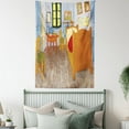 thumbnail image 4 of Art Tapestry, Painting Style Room Interior with Bed Hanged Pictures Table and Chairs Near the Window, Wall Hanging for Bedroom Living Room Dorm Decor, 40W X 60L Inches, Multicolor, by Ambesonne, 4 of 5