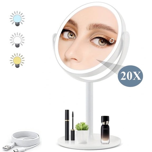B Beauty Planet 20X Magnifying Mirror with Light, Makeup Mirror with Lights and Magnification with 3 Color Light 8.6 Inches