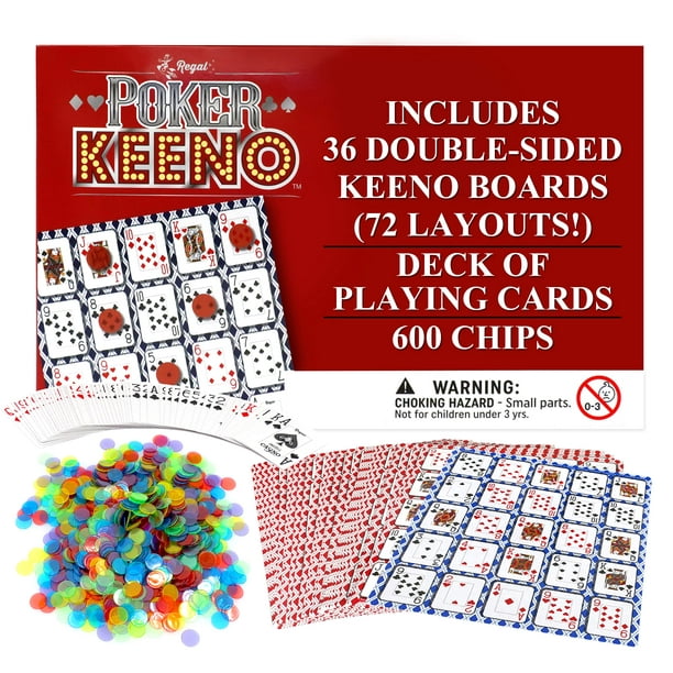 Juego de cartas Regal Games Poker Keeno con 36 tableros y 600 fichas