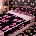 thumbnail image 3 of Erosebridal Coquette Satin Bow Zipper Full Size Comforter Sets with Fitted Sheet and 2 Pillowcases,Glam Leopard Lace Zipper Bedding Set,Hot Pink Black,4pcs,Pink Reversible, 3 of 6