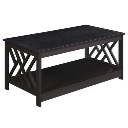 Pemberly Row Coffee Table with Shelf in Espresso Wood Finish