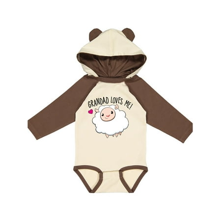 

Inktastic Grandad Loves Me- cute sheep Gift Baby Boy or Baby Girl Long Sleeve Bodysuit