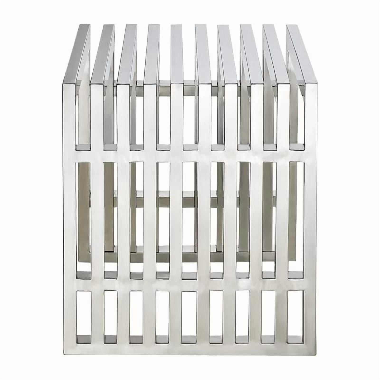 Oaken Small Bench in Chrome, Metal Bench, Polished Bench in Chrome, Small Metal Bench, Entry Bench, Metal Modern Bench in Polished finish