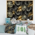 thumbnail image 2 of Designart 'Gold and Black Tropical Leaves II' Modern Framed Canvas Wall Art Print, 2 of 5