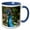 Blue/White, variant on 3drose, Bright Colored Peacock, 11oz Two-tone Red Mug