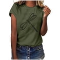 thumbnail image 1 of CEHVOM Femmes Mode Été Col Rond Loisirs Manches Courtes Tops d'Impression, 1 of 5