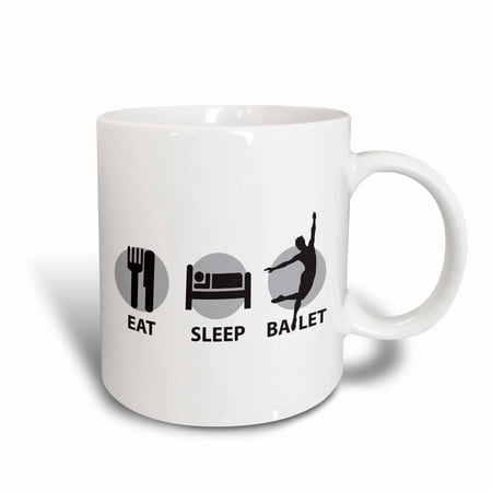 3dRose Eat Sleep and Ballet in grey and black with male dancer - Ceramic Mug,