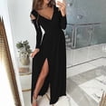 thumbnail image 5 of Women Deep V Neck Dress Slim Beautiful Long Sleeve Club Party Evening Dress For Women Lady New, 5 of 5