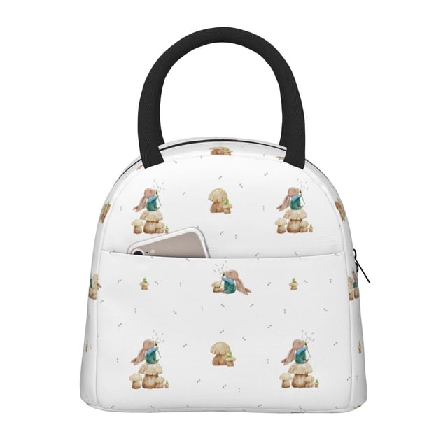 Balery Rabbit Blowing Dandelions Bolsa de Almuerzo para Mujeres, Caja de Almuerzo, Bolsa de Almuerzo Pequeña Impermeable, Tote de Almuerzo Reutilizable con Gran Capacidad