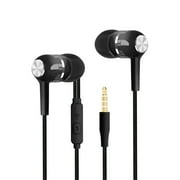 Wired Earbuds with Microphone and Noise Isolating Design, 3.5mm In-Ear Headphones with Powerful Bass and High Definition Sound, Tangle-Free Cable Earphones for Smartphones, Tablets, and Laptops