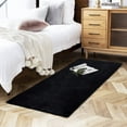 thumbnail image 2 of Latepis Area Rug 2x6, Faux Rabbit Fur Rug for Living Room, Fluffy Washable Faux fox fur Rug for Bedroom, Nursery, Luxury Room Decor, Black Sheepskin Fur Rug, Rectangle, 2 of 9