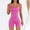 Pink, variant on Women Casual Jumpsuits Yoga Rompers Workout Ribbed Square Neck Sleeveless Sport Romper