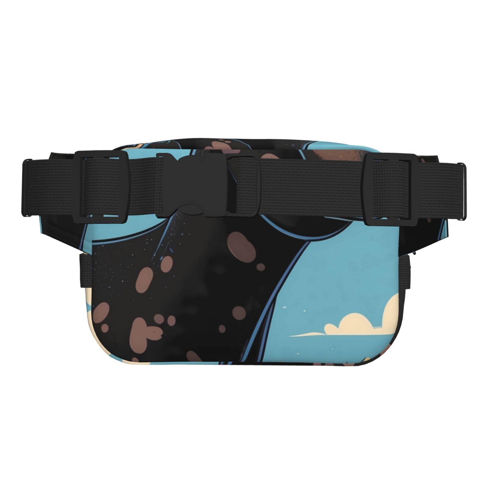 Picia Whimsical Cartoon Cow Print Square Double-Layer Waist Bag Mini Adjustable Waist Belt Bag Exercise Running Travel Hiking