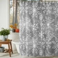 thumbnail image 4 of Grey Christmas Shower Curtain, Retro Farmhouse Winter White Snowflakes Waterproof Fabric Shower Curtains with 12 Hooks, Bathroom Curtain Set for Bathroom Accessories Decor, 48 x 72 Inches, 4 of 9