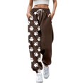 thumbnail image 2 of Brown Women Halloween Pajamas Pants Loose fit Elastic Waist Wide Leg Pajama Bottoms,Lounge Sleepwear,Halloween Outfits for Women M, 2 of 4