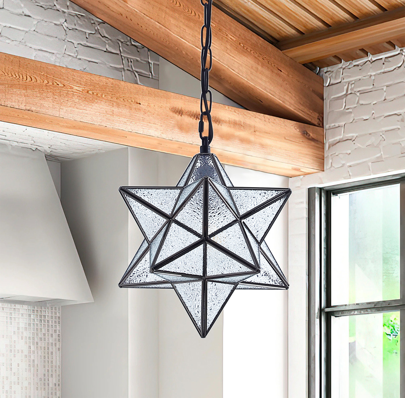 Aiwen Modern Stylish Star Like Pendant Light Geometric Ceiling Lamp Fixture Black