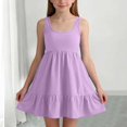 thumbnail image 4 of ATOGUTA Girl Summer Dress Purple Sleeveless Ruffle Flowy Summer Casual Beach Hawaiian Vacation Dresses 5T-15, 4 of 4
