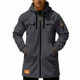 thumbnail image 4 of Trench Coat Men Zip Up Hooded Mid Length Windrbreaker Jackets (Dark Gray XXXL), 4 of 6