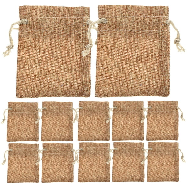 50 bolsitas pequeñas de tela de lino con cordón, bolsas de regalo para manualidades