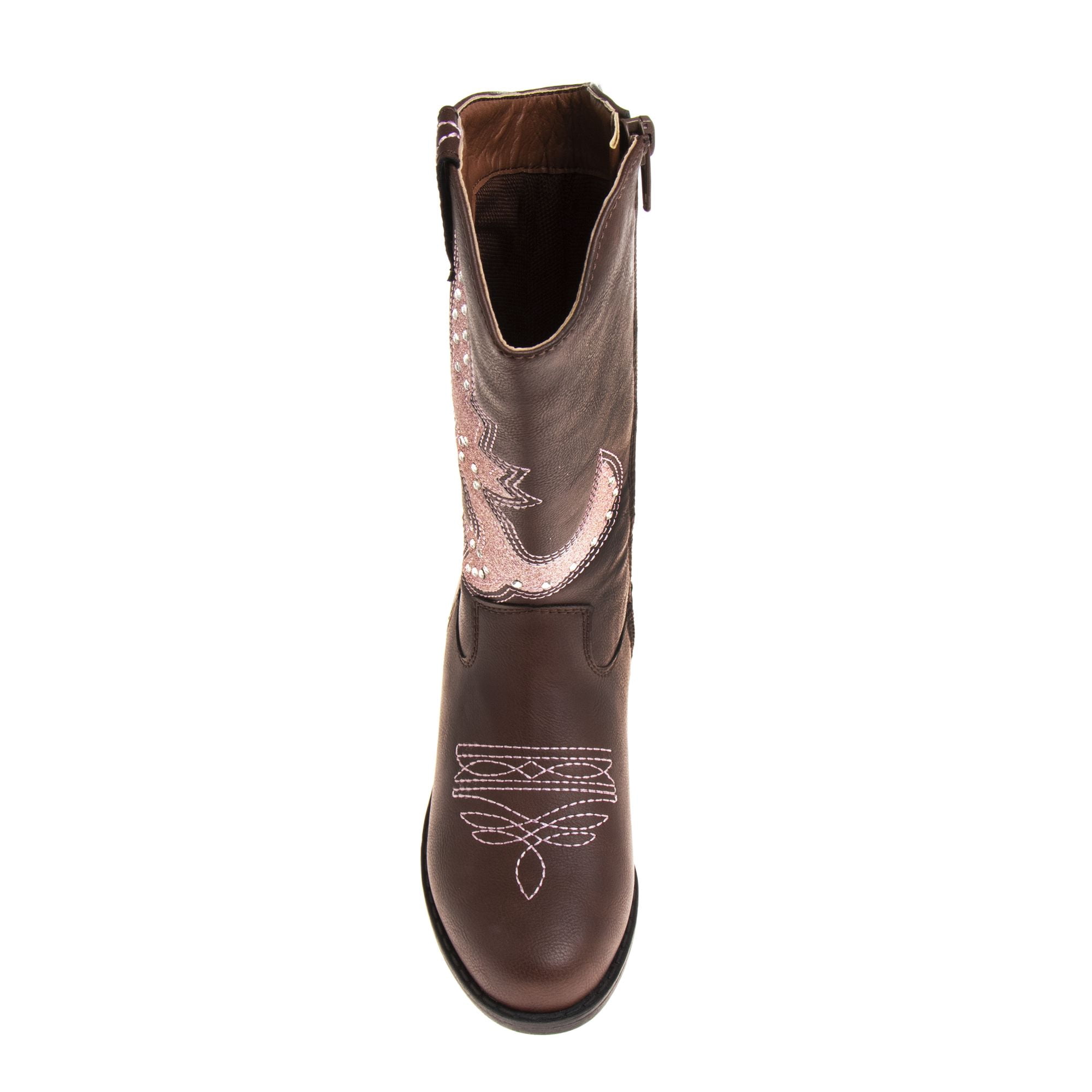 Kensie Girl Zip-up Low Heel Faux Leather Cowgirl Boots