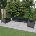 thumbnail image 1 of vidaXL 8 Piece Patio Lounge Set with Cushions Poly Rattan Dark Gray, 1 of 6