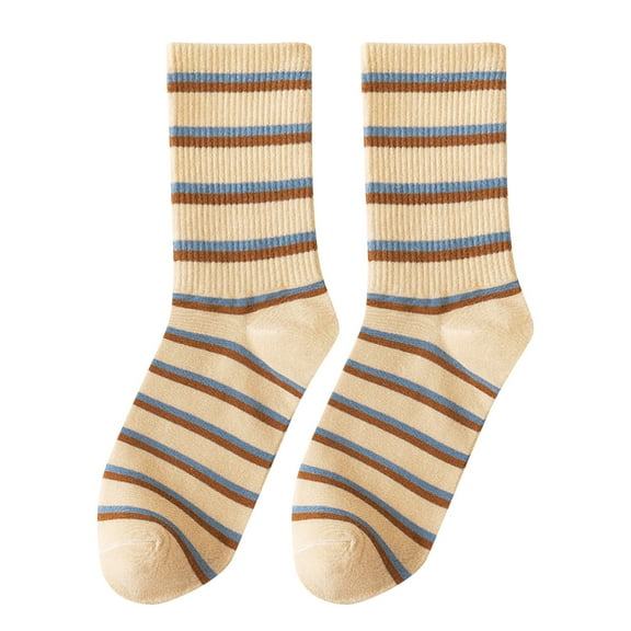 JeashCHAT Women's Autumn And Winter Striped Blue Plaid Sports Socks