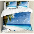 thumbnail image 5 of Seaside Scenery King Duvet Cover Hawaii Ocean Landscape Bedding Set Tropical Palm Tree Sunset 3pcs Polyester Quilt Cover, 5 of 7