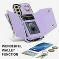thumbnail image 4 of Phone Case for Samsung Galaxy S21 FE 5G Wallet Cover with Screen Protector and Ring Stand Credit Card Holder Slot Crossbody Strap Cell S 21 EF S21FE5G UW S21FE 21S G5 6.4 inch Women Girl Men Purple, 4 of 7