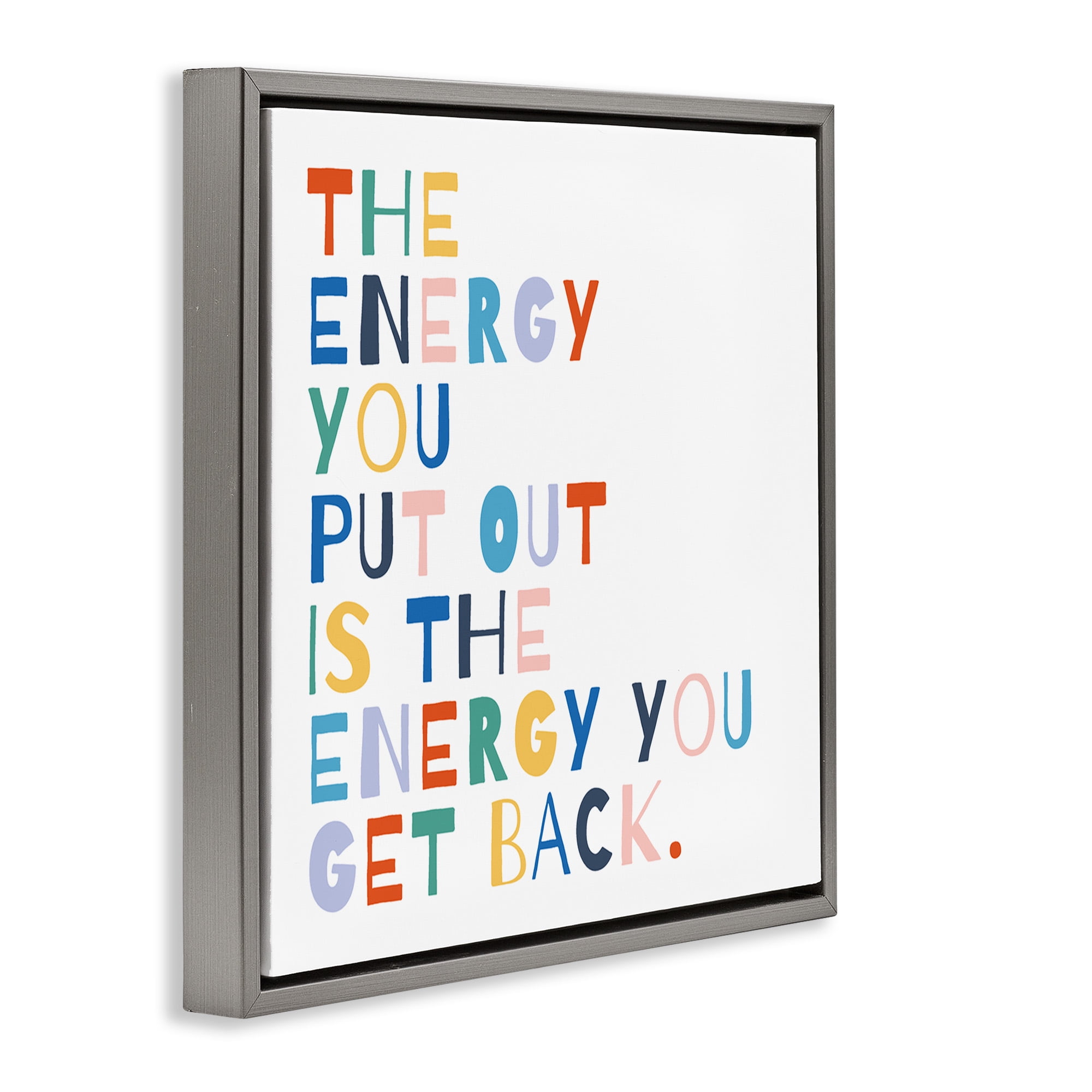 Stupell Industries Motivational Rainbow Phrase Inspirational Painting Gray Floater Framed Canvas Art Print Wall Art, 18 x 18