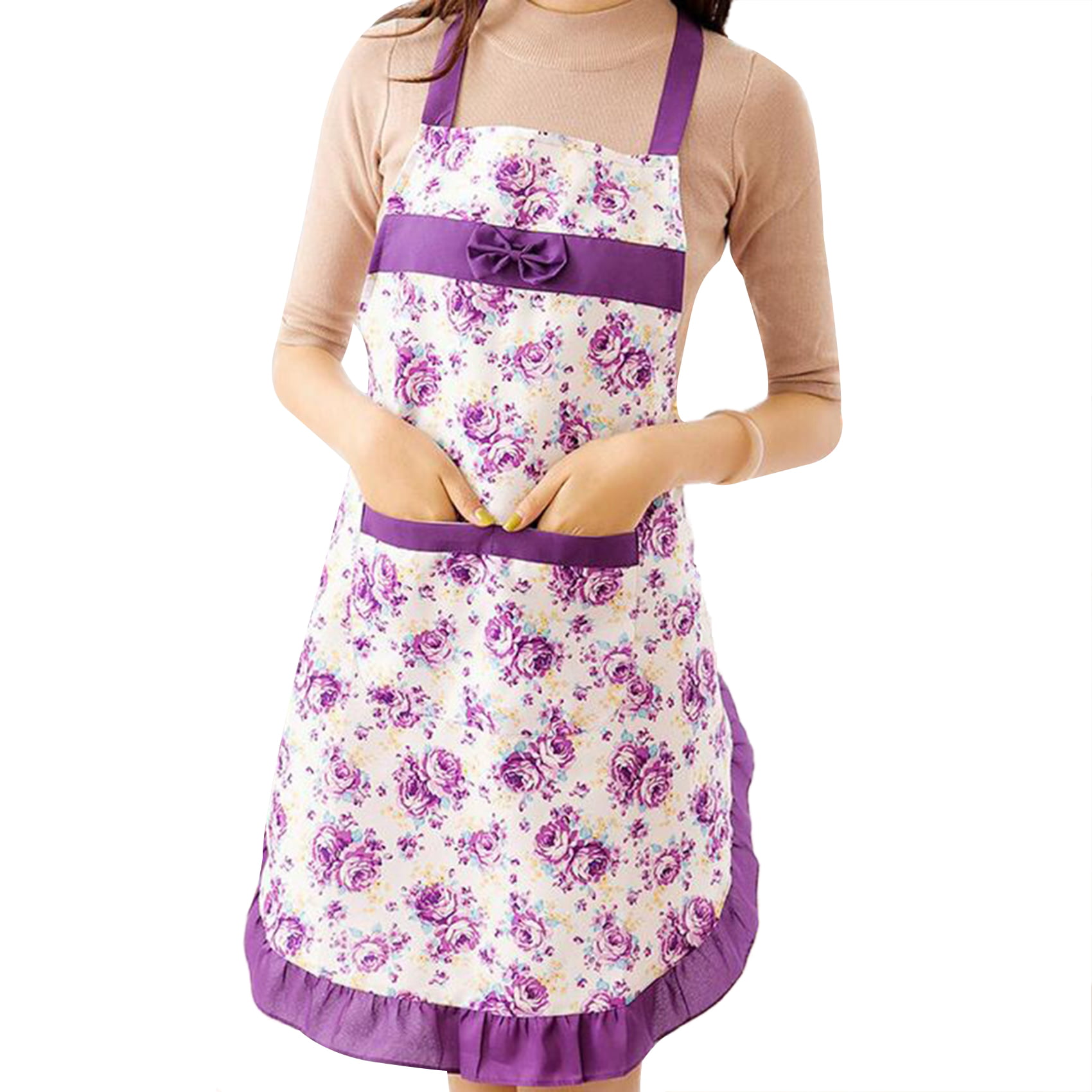 Hot Lady Floral Lacy Vintage Apron Housewife Waterproof Kitchen Cooking Pinafore