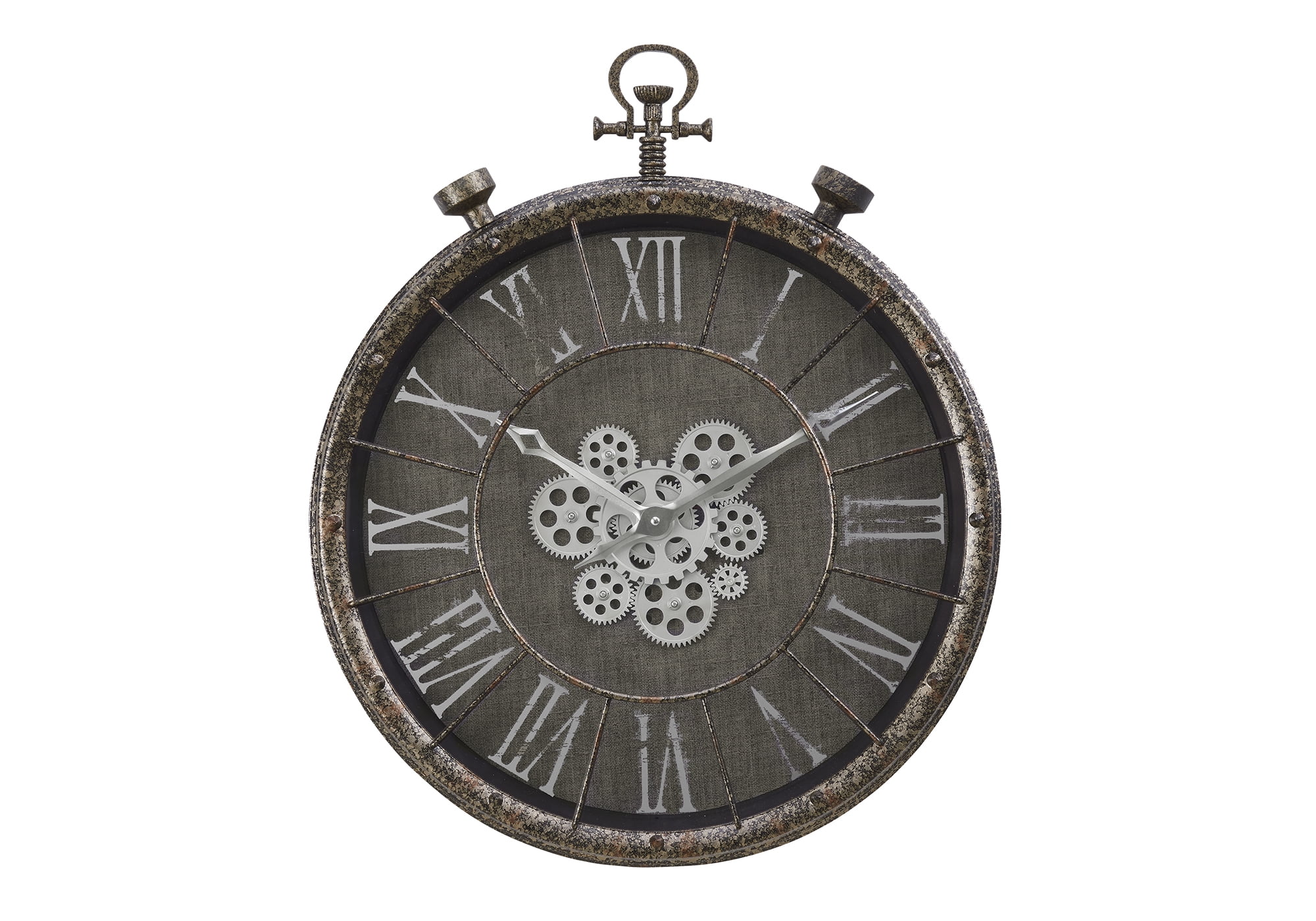 Clocks - 24" Round - Gear Mechanism - Wall Clock - Gray - Transitional