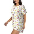 thumbnail image 2 of Susaid Watermelon And Lemon Print Women's Pajama Set, Button-Up Sleepwear with Elastic Waist Shorts, Perfect for Lounging, Yoga, Beach, and Casual Wear-4X-Large, 2 of 7
