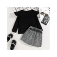 thumbnail image 4 of Bagilaanoe 2Pcs Toddler Baby Girls Skirt Set Long Sleeve Loose Ruffle T Shirt Tops + Mini Skirt with Waist Bag 12M 18M 24M 3T 4T 5T Kids Fall Casual Outfits, 4 of 9