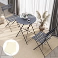 thumbnail image 3 of 3-Piece Patio Bistro Set Outdoor Furniture Set Folding Bistro Table and Chairs with Premium Steel Frame Weather Resistant Conversation Set for Bistro Balcony Porch Yard Garden(grey with cushion), 3 of 8