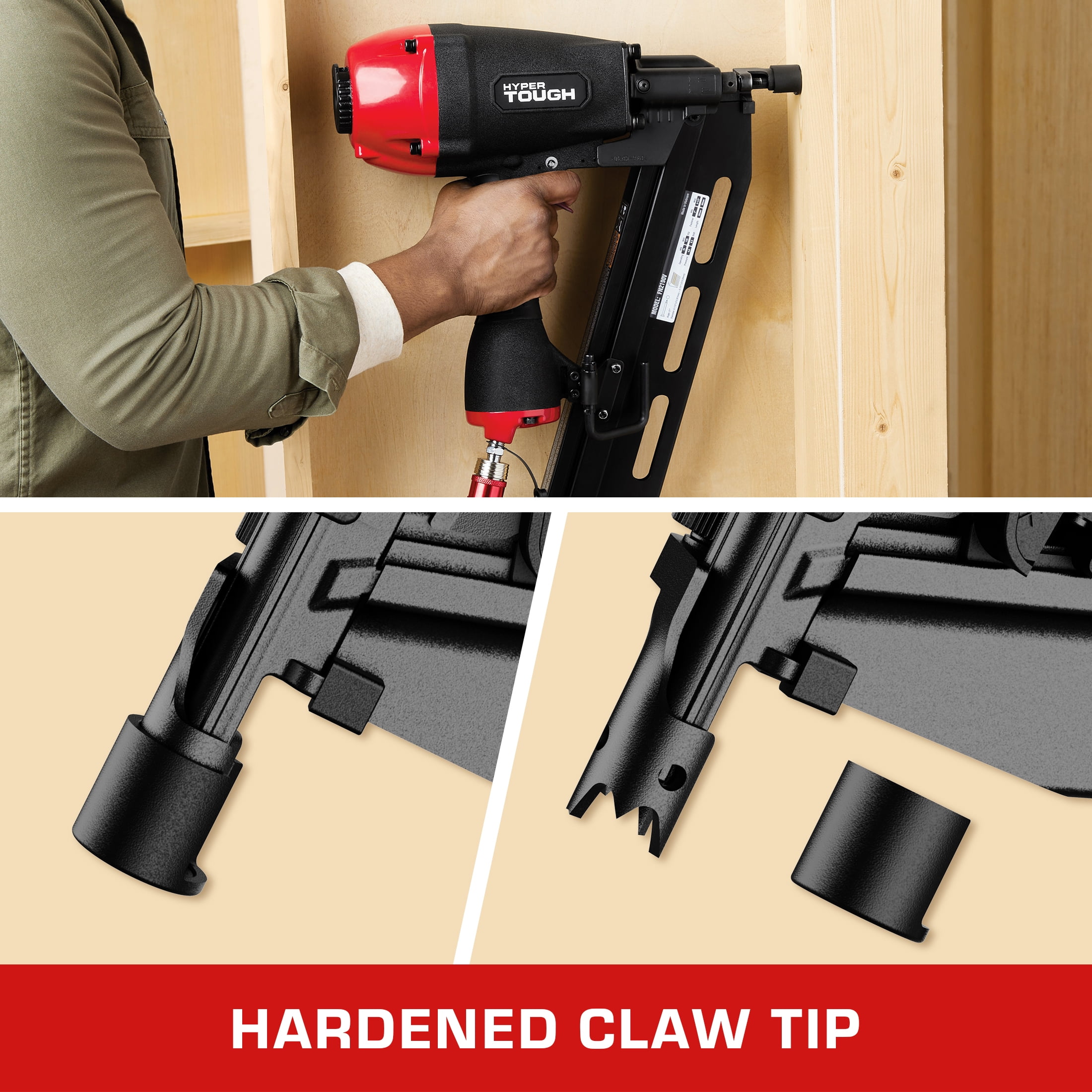 Hyper Tough 21-Degree Pneumatic Framing Nailer, Accepts 2-inch to 3-1/2-inch Plastic Collated Full Round Head Nails