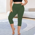 thumbnail image 5 of vigerkar Plus Size Leggings with Pockets for Women, High Waisted Capri Yoga Workout Pants Cropped Tights Green, 2XL, 5 of 9