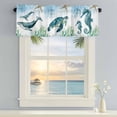 thumbnail image 2 of Window Valance for Kitchen,Nautical Turtle Whales Octopus Rod Pocket Curtain Valances Short Curtains Drapes Panel,Summer Ocean Beach Theme Window Treatment Topper for Living Room Bathroom Bedroom, 2 of 9