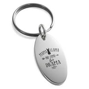 Stainless Steel Mama Llama No Time For Drama Small Oval Charm Keychain Keyring