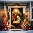 thumbnail image 6 of Christmas Door Cover Decorationes Jesus Nativity Scene Christmas Fabric Door Decoration Hanging Front Door Banner Party Backdrop Photo Background Winter Holiday New Year Xmas Home Party Decor, 6 of 9