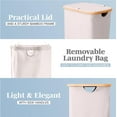 Lonbet XL 100L Laundry Basket with Lid Bamboo & Fabric Hamper for Home